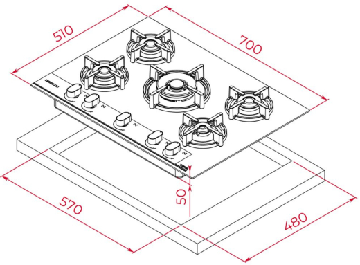 Газовая варочная поверхность Teka Infinity G1 GBC 75-G1 GB (112570220) - 5