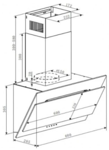 Витяжка похила HEINNER DCH-350RGBK - 2
