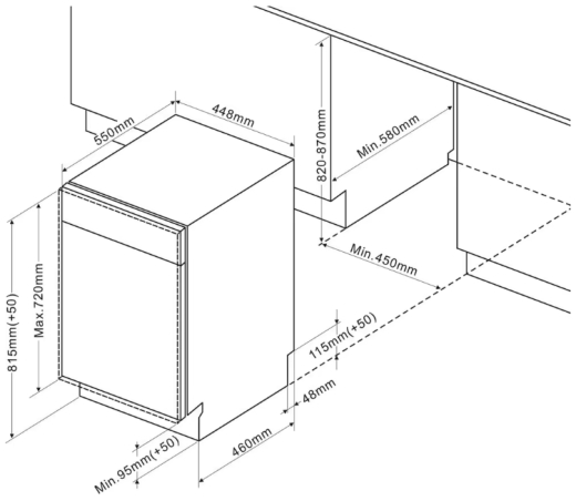 Встраиваемая посудомоечная машина Brandt VS1010J - 3