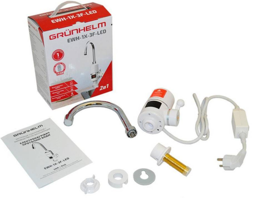 Водонагрівач (бойлер) проточний електричний (змішувач) Grunhelm EWH-1X-3F-LED - 3