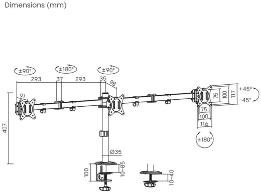 Настольная стойка Brateck LDT66-C034 Black - 7