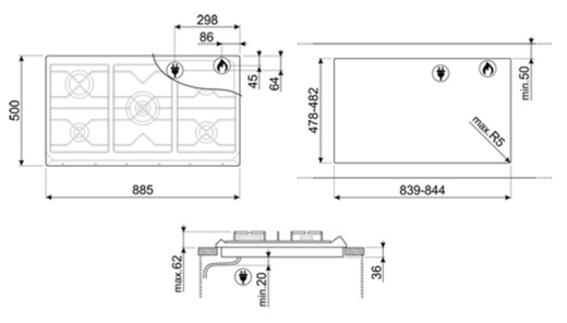 Газова варильна поверхня SMEG SRV896AOGH - 3