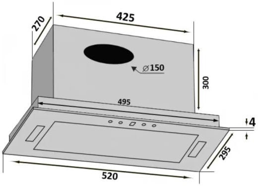Витяжка вбудована Ventolux PUNTO 52 WG (1400) TRC JET - 2