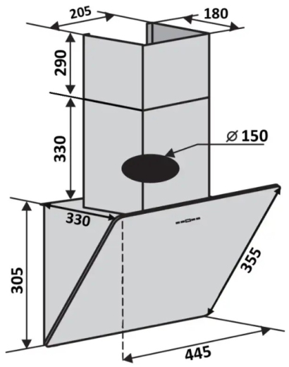 Витяжка похила Ventolux MIRROR 45 BG (700) PB - 2