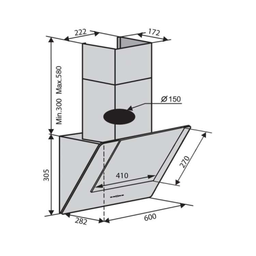Вытяжка наклонная Ventolux Diamond 60 BK (700) PB - 6