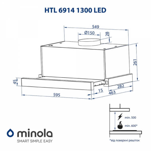 Вытяжка MINOLA HTL 6714 I 1100 LED - 6