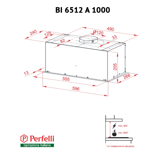 Вытяжка встраеваемая Perfelli BI 6512 A 1000 I LED - 6