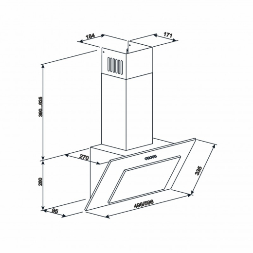 Витяжка ELEYUS VERTICAL 470 50 BL - 8