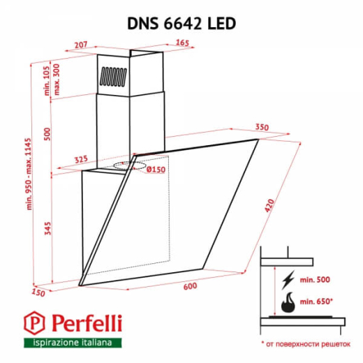 Вытяжка Perfelli DNS 6642 WH LED - 7