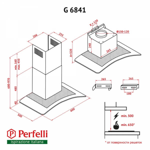 Витяжка Perfelli G 6841 W - 7