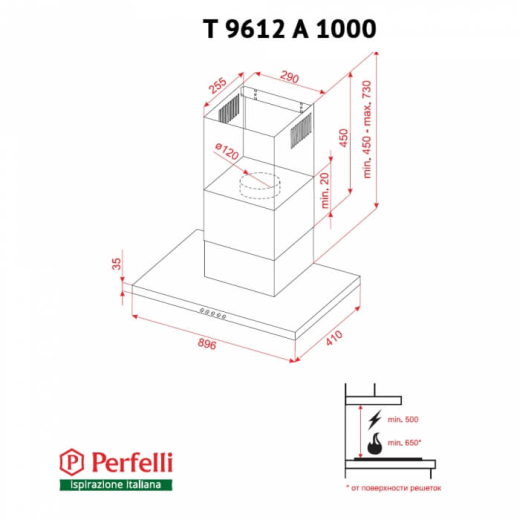Витяжка Perfelli T 9612 A 1000 IV LED - 6