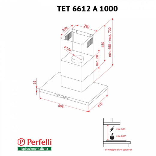 Витяжка Perfelli TET 6612 A 1000 W LED - 5