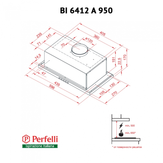 Вытяжка полновстраиваемая Perfelli BI 6412 A 950 I LED - 4