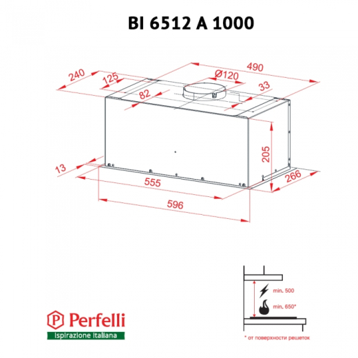 Вытяжка полновстраиваемая Perfelli BI 6512 A 1000 W LED - 2