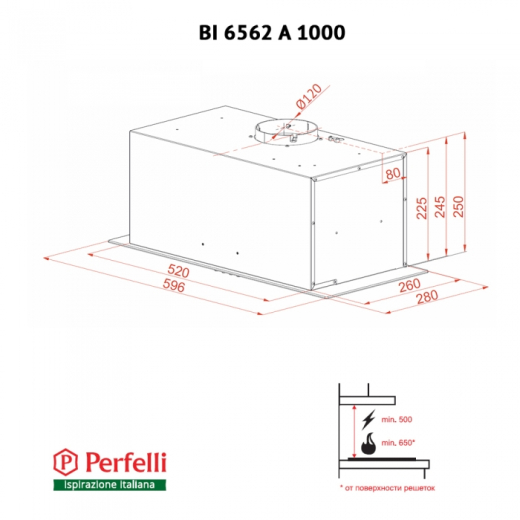 Вытяжка полновстраиваемая Perfelli BI 6562 A 1000 W LED GLASS - 9