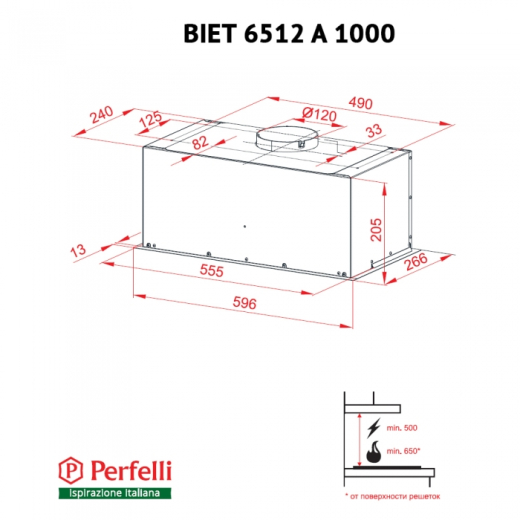 Витяжка повновбудована Perfelli BIET 6512 A 1000 IV LED - 5