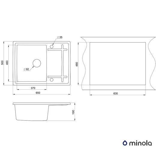 Мийка кухонна гранітна Minola MPG 1150-65 Пісок - 3