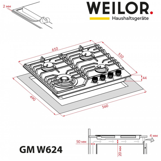 Поверхня газова на металі WEILOR GM W 624 SS - 10