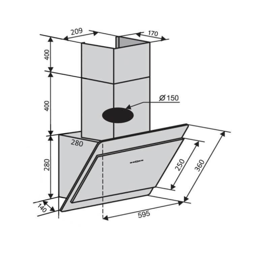 Кухонна витяжка VENTOLUX VIENNA 60 WH (800) TC - 5