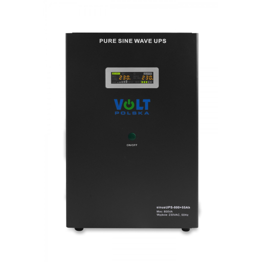 Гибридный ИБП/инвертор Volt Polska UPS SINUS 800 + BATERIA 55AH (500/800W) (3SR800WA55) - 1