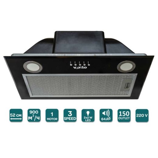 Вытяжка VENTOLUX PUNTO 52 BK (900) PB PC - 2