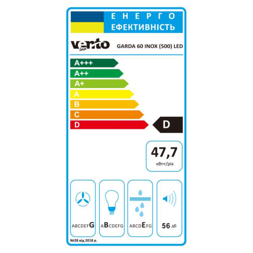 Витяжка VENTOLUX GARDA 60 INOX (500) LED - 7