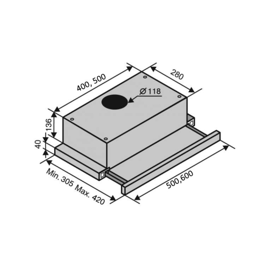 Вытяжка VENTOLUX GARDA 60 INOX (700) LED - 6