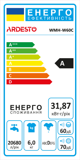 Пральна машина Ardesto WMH-W60C - 11
