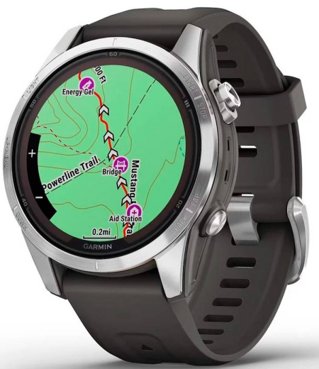 Смарт-годинник Garmin Fenix 7S Pro Solar Silver w. Graphite Band (010-02776-00/01) - 3