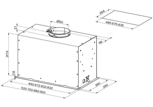 Витяжка вбудована Faber Inka Lux Premium Bk Matt A70 Kl (305.0658.609) - 3