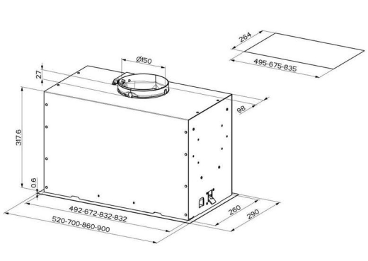 Витяжка вбудована Faber Inka Lux Premium A70 Kl (305.0658.607) - 3