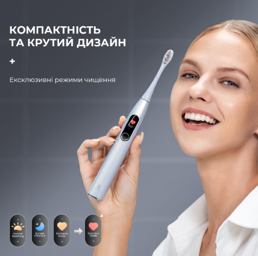 Зубная щетка электрическая Oclean X Pro Digital Electric Toothbrush Glamour Silver (6970810552560) - 4