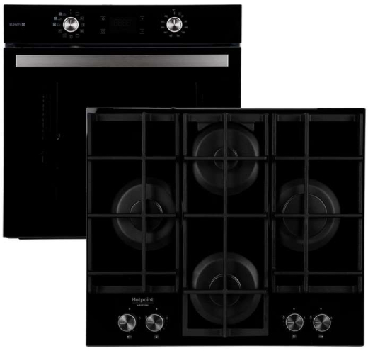 Духова шафа + варильна поверхня газова Hotpoint-Ariston FA5S841JBLGHA + HAGS61FBK - 1