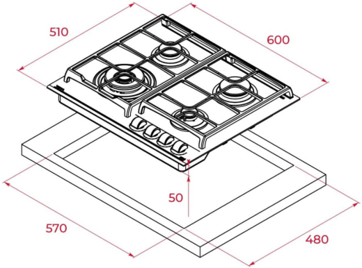 Газова варильна поверхня Teka GZC 64321 XBN White (112570049) - 5