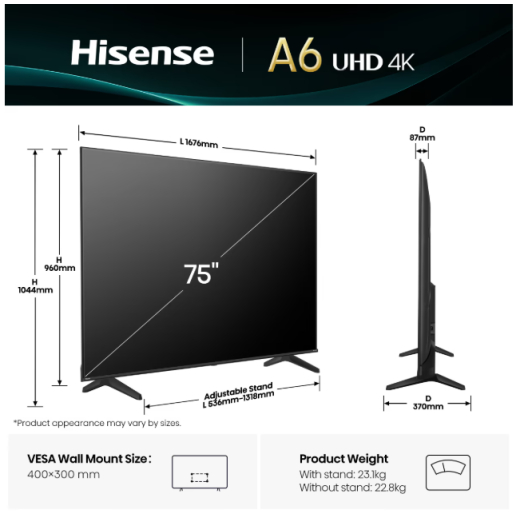 Телевизор Hisense 75A6Q - 6