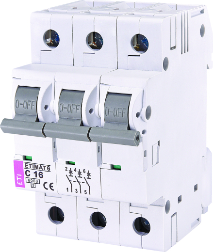 Автоматичний вимикач ETI ETIMAT 6 3P 16А C 6кА (2145516) - 1