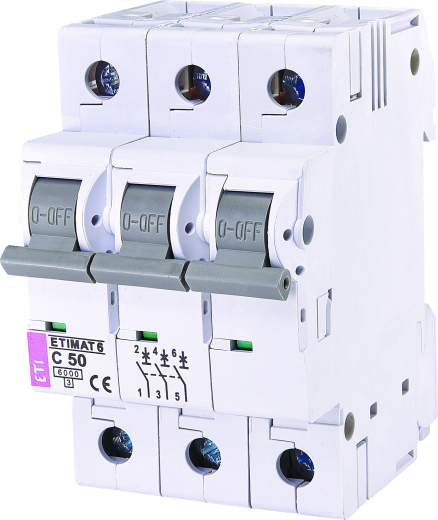 Автоматичний вимикач ETI ETIMAT 6 3P 50А C 6кА (2145521) - 1