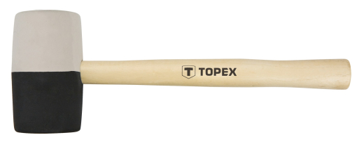 Киянка гумова TOPEX, 680г, 63мм, рукоятка дерев'яна, чорно-білий (02A355) - 1