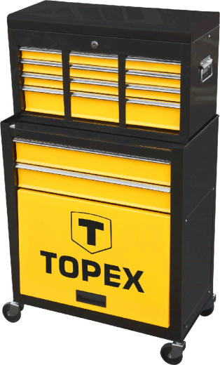 Шкаф-тележка для инструмента TOPEX, состоит из 2 модулей 61.5х33х66 см и 60х26х34 см, выдвижные ящики, на колесах (79R500) - 1