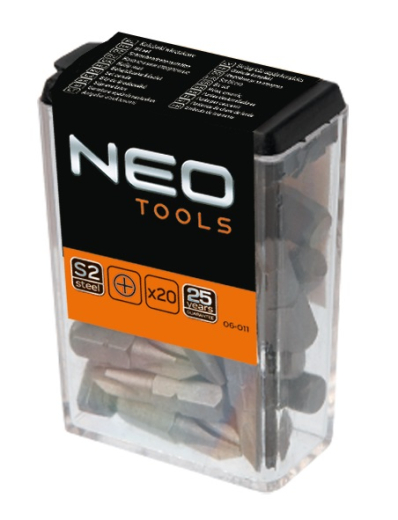 Биты Neo Tools, 1/4", PH2x25мм, 20шт, сталь S2 (06-011) - 1