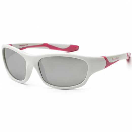 Детские солнцезащитные очки Koolsun бело-розовые серии Sport (Размер: 3+) - 1