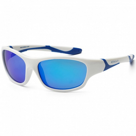 Детские солнцезащитные очки Koolsun бело-голубые серии Sport (Размер: 6+) - 1