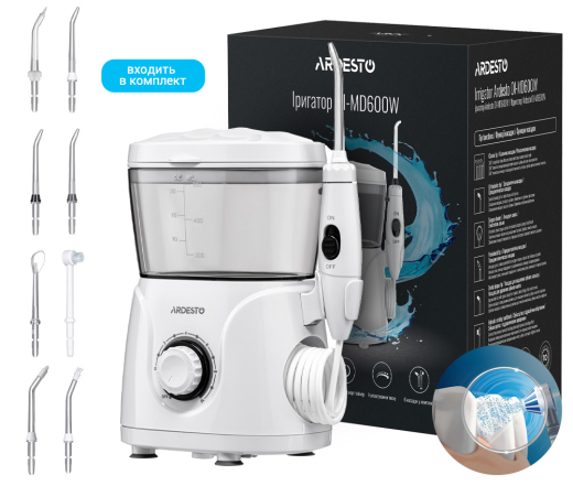 Ирригатор стационарный Ardesto OI-MD600W 600мл 8насадок - 1