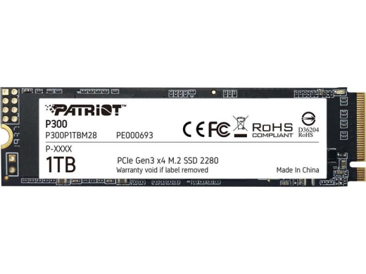 SSD накопитель Patriot P300 1TB M.2 2280 NVMe PCIe 3.0 x4 3D NAND TLC (P300P1TBM28) - 1