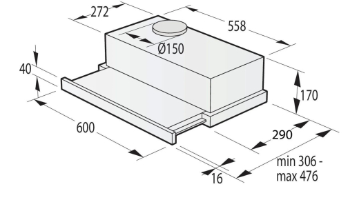 Вытяжка телескопическая Gorenje TH60E3B - 8