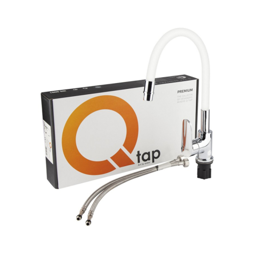Смеситель для кухни Qtap Linea с гибким изливом QTLINCRW007F Chrome/White - 6