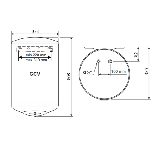Водонагрівач Tesy Anticalc Slim 50 л, сухий ТЕН 2х0,8 кВт (GCV503516DB14TBRC) 304890 - 2