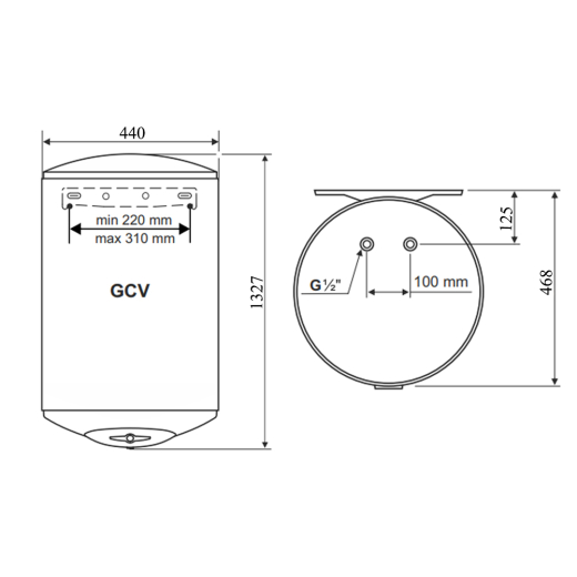 Водонагреватель  Tesy Anticalc 150 л, сухой ТЭН 2х1,2 кВт (GCV1504424DB14TBR) 304903 - 2