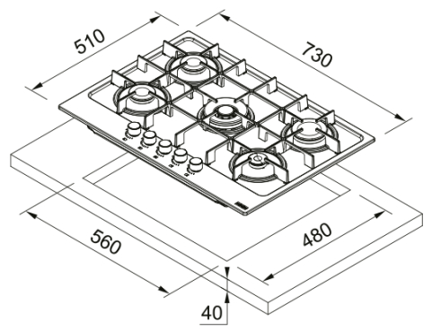 Газова варильна поверхня Franke Maris FHMA 755 4G DC XS C (106.0554.320) - 2