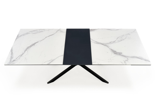 Розкладний стіл Halmar DIESEL 160х90 см білий мармур/чорний - 2